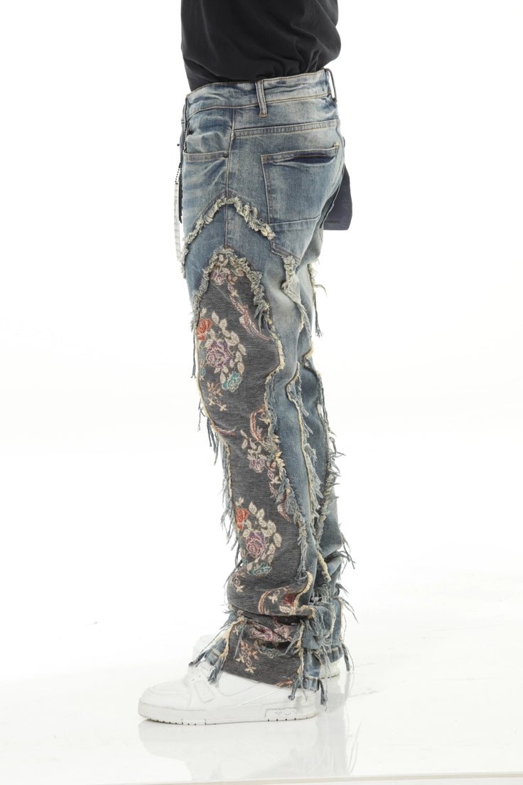 Blue/Olive Denim Tapestry Stack jeans