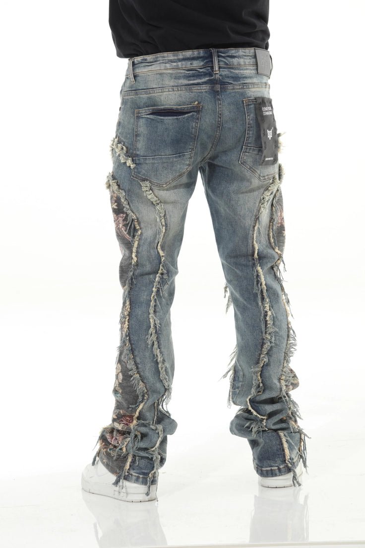 Blue/Olive Denim Tapestry Stack jeans