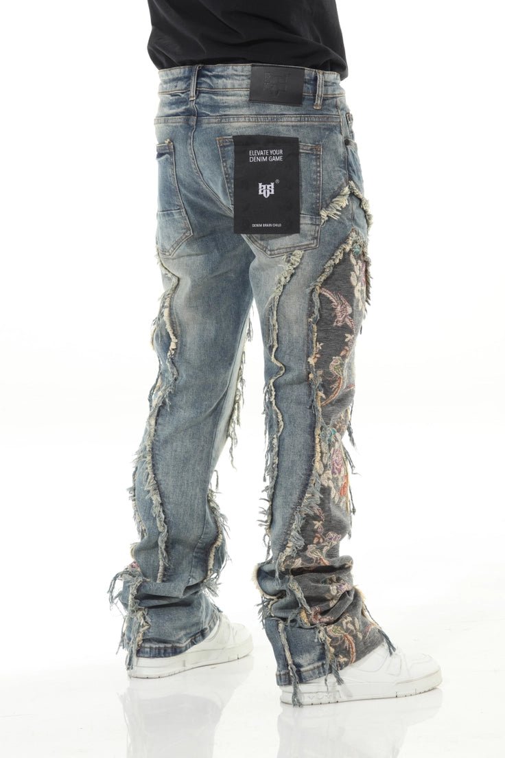 Blue/Olive Denim Tapestry Stack jeans