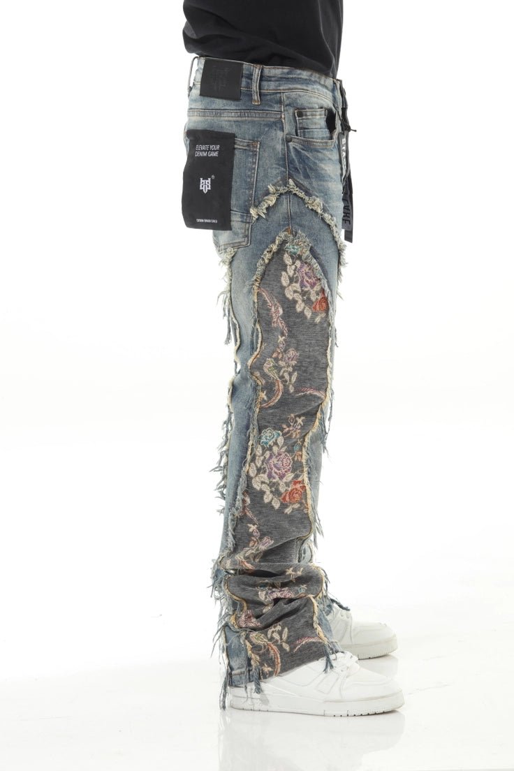Blue/Olive Denim Tapestry Stack jeans