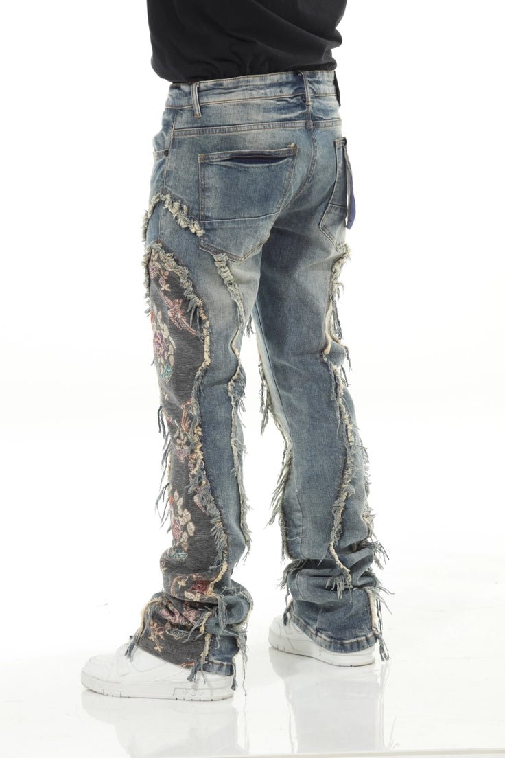Blue/Olive Denim Tapestry Stack jeans