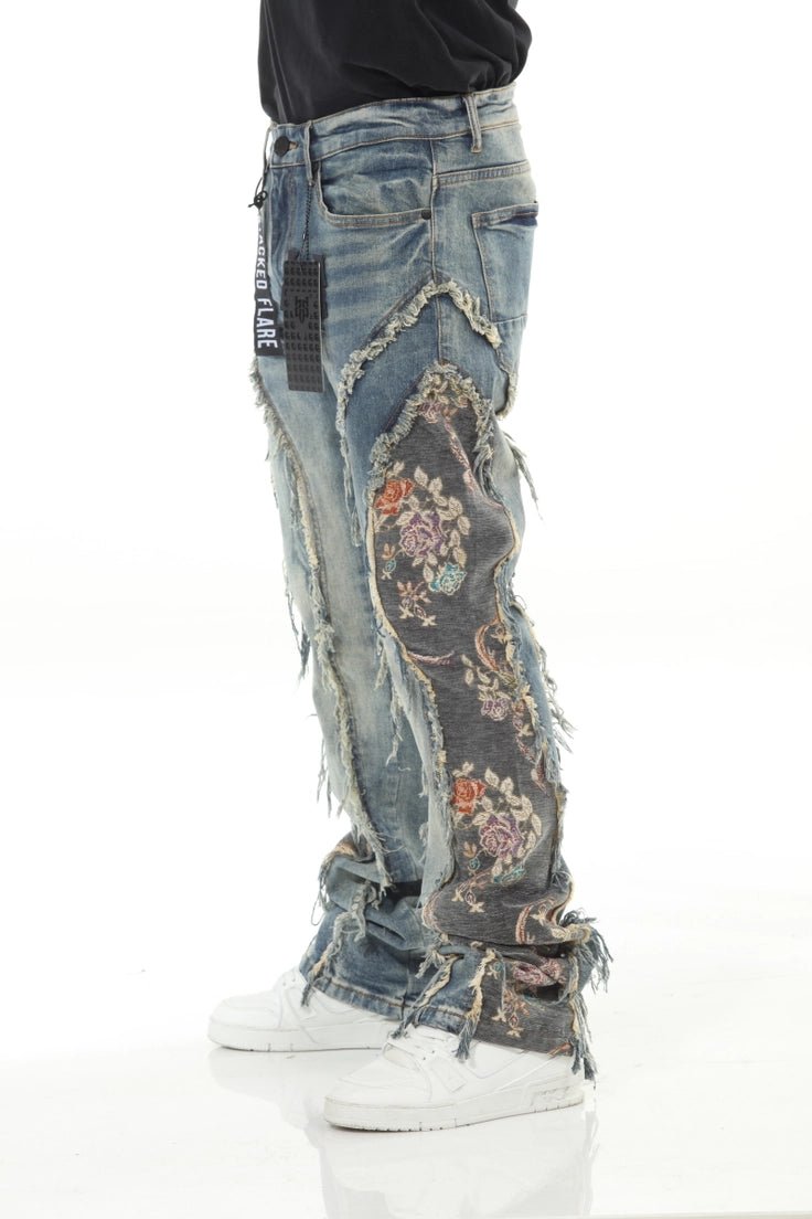 Blue/Olive Denim Tapestry Stack jeans