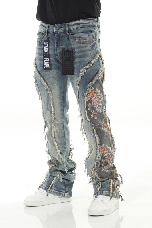 Blue/Olive Denim Tapestry Stack jeans
